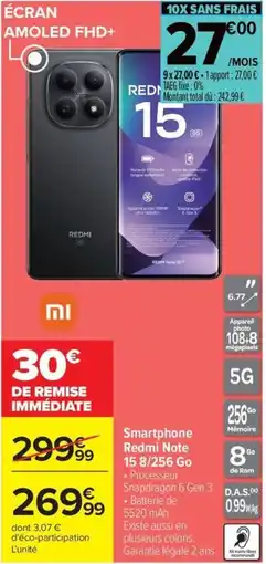 Carrefour Drive 29999 Redmi Note 158/256 go offre