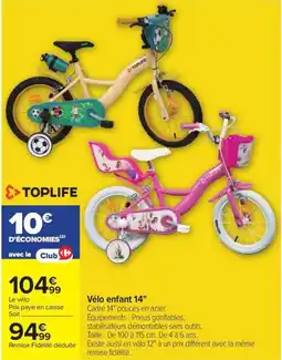 Carrefour Drive TOPLIFE Vélo enfant 14" offre