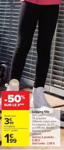 Carrefour Drive Legging fille offre