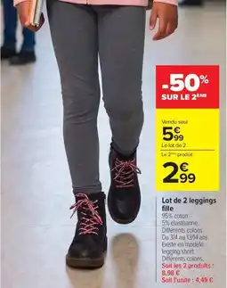 Carrefour Drive Lot de 2 leggings fille offre