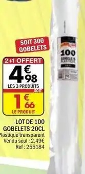 La Foir'Fouille Lot de 100 gobelets 20cl offre