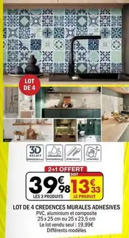 La Foir'Fouille Lot de 4 crêpences murales adhesives offre