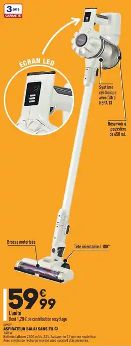 ALDI Aspirateur balai sans fil offre