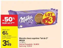 Carrefour MILKA Biscuits choco suprême lot de 3 offre
