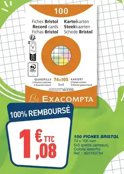 Bureau Vallée 100 fiches bristol offre