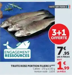 Hyper U TRUITE ROSE PORTION FILIERE U offre