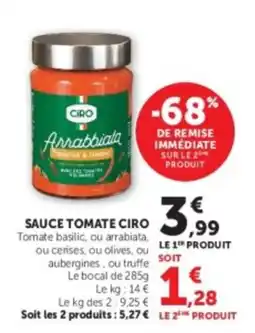 Hyper U Ciro Sauce tomate offre