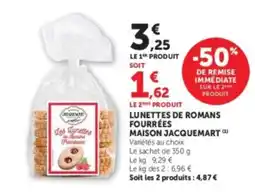 Hyper U MAISON JACQUEMART LUNETTES DE ROMANS FOURRÉES offre
