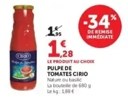 Hyper U CIRIO PULPE DE TOMATES offre