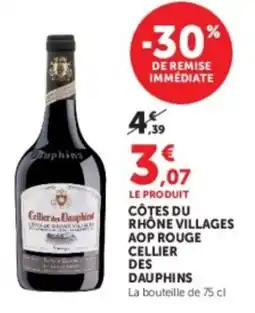Hyper U Cellier des Dauphins CÔTES DU RHÔNE VILLAGES AOP ROUGE offre