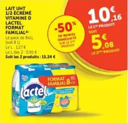 Hyper U Lactel Lait UHT 1/2 Écrémé offre