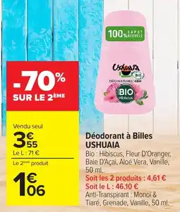 Carrefour USHUAIA Déodorant à Billes offre