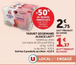 Hyper U ALSACE LAIT YAOURT GOURMAND offre