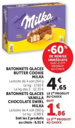 Hyper U Milka Batonnets Glaces Butter Cookie offre
