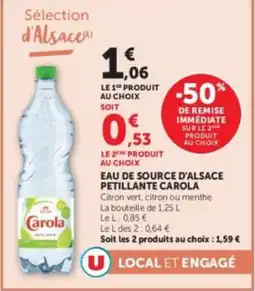Hyper U Carola Eau de source d'Alsace offre