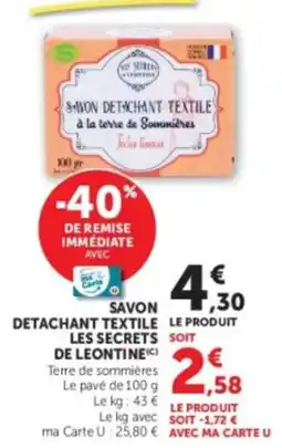 Hyper U LES SECRETS DE LEONTINE Savon détachant textile offre