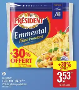 ALDI PRÉSIDENT EMMENTAL RAPÉ offre