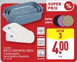 ALDI CROFTON BOÎTES POUR MICRO-ONDES offre