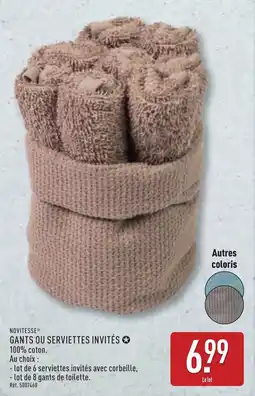 ALDI NOVITESSE GANTS OU SERVIETTES INVITÉS offre