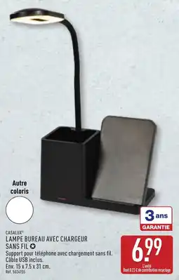 ALDI CASALUX LAMPE BUREAU AVEC CHARGEUR SANS FIL offre