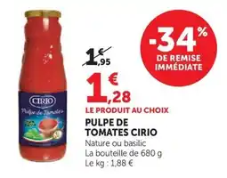 U Express CIRIO Pulpe de Tomates offre