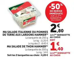 U Express HAMMER Ma salade italienne ou pommes de terre aux lardons offre