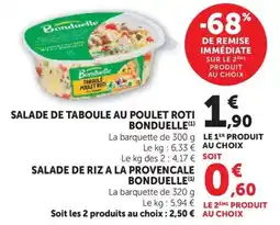 U Express Bonduelle Salade de taboule au poulet roti offre