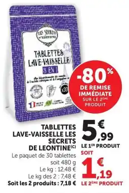 U Express LES SECRETS DE LEONTINE TABLETTES LAVE-VAISSELLE offre