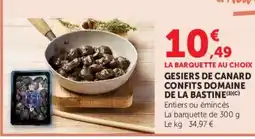 Super U GESIERS DE CANARD CONFITS DOMAINE DE LA BASTINE offre