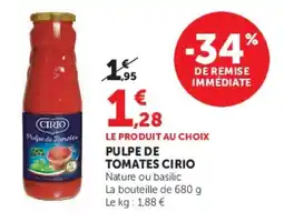 Super U CIRIO Pulpe de Tomates offre