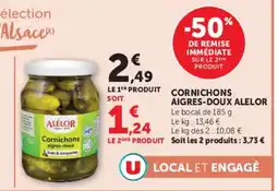 Super U ALELOR Cornichons aigres-doux offre