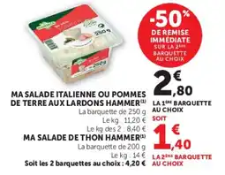 Super U HAMMER Ma salade italienne ou pommes de terre aux lardons offre