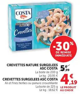 Super U COSTA Crevettes nature offre