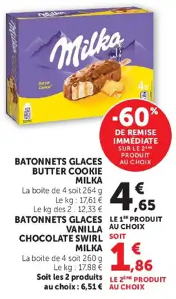Super U Milka Batonnet Glaces Butter Cookie offre