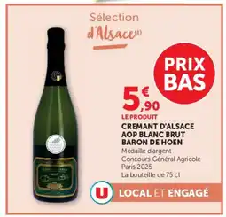 Super U BARON DE HOEN CREMANT D'ALSACE offre