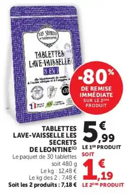 Super U LES SECRETS DE LEONTINE TABLETTES LAVE-VAISSELLE offre