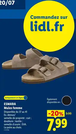 Lidl ESMARA Mules femme offre