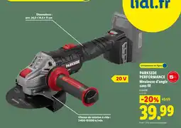 Lidl Parkside Performance Meuleuse d'angle sans fil offre