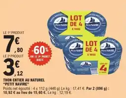 E.Leclerc Express Petit Navire Thon entier au naturel offre