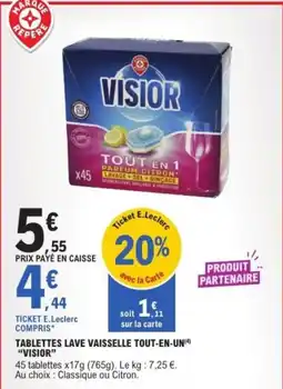 E.Leclerc Express VISIOR TABLETTES LAVE VAISSELLE TOUT-EN-UN offre
