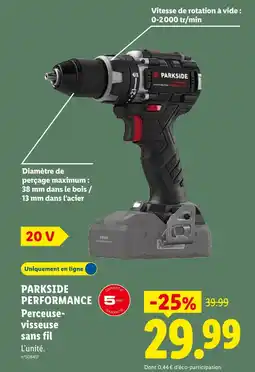 Lidl Parkside performance perceuse-visseuse sans fil offre