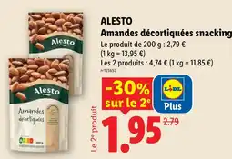 Lidl Alesto amandes décortiquées snacking offre