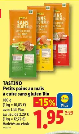 Lidl Tastino petits pains au maïs à cuire sans gluten bio offre