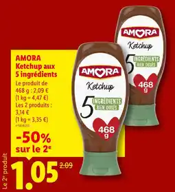 Lidl Amora ketchup aux 5 ingrédients offre