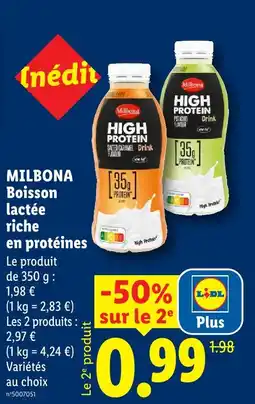 Lidl Milbona boisson lactée riche en protéines offre