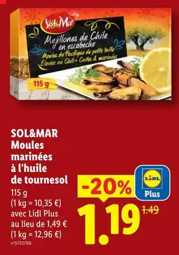 Lidl Sol&mar moules marinées à l'huile de tournesol offre