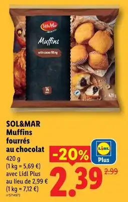 Lidl Sol&mar muffins fourrés au chocolat offre