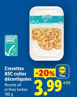 Lidl Crevettes asc cuites décortiquées offre