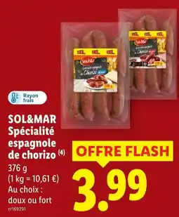 Lidl Sol&mar spécialité espagnole de chorizo doux offre