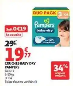 Auchan Supermarché Pampers - couches baby dry offre
